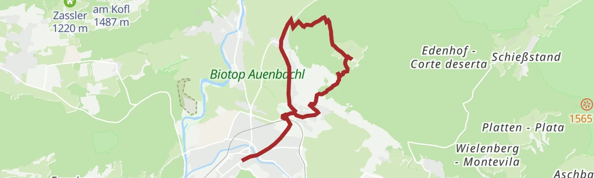 Route map: Bruneck/Brunico – Aufhofen/Villa S. Caterina – Amaten/Ameto